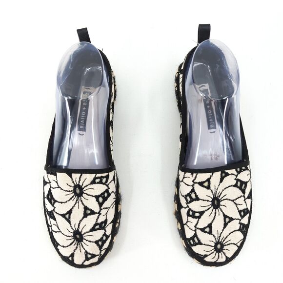 Alice + Olivia Women EU 39 Bradley Espadrilles Sneakers White Black Floral Slip - Picture 3 of 9